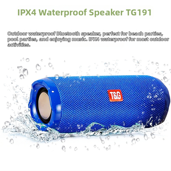 TG191 belaidis Bluetooth garsiakalbis: 10W išėjimas, Bluetooth 5.0, IPX4 atsparus vandeniui, 2×45 mm garsiakalbiai, įmontuota 1200–2000 mAh baterija