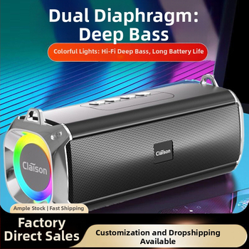 Bluetooth stereo garsiakalbis su dviems draiveriais, galingas bosas; 10W galia, Bluetooth 5.3, 1000-1200mAh baterija, IPX3 atsparumas vandeniui, dažnio diapazonas 100Hz-20kHz