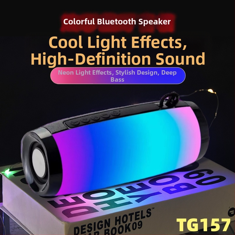 TG157 Bluetooth kolonėlė – Bluetooth 5.0, 10W galia, įmontuota 1200-2000mAh baterija, USB/TF/AUX atkūrimas, LED lemputės