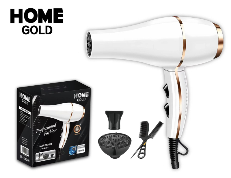 Plaukų džiovintuvas, 3000W, 3 greičiai, šaltas/karštas oras, greitas džiovinimas