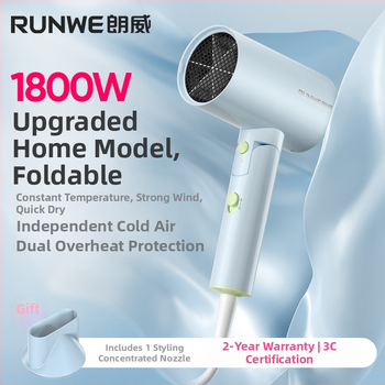 Plaukų džiovintuvas su neigiamaisiais jonais, 1800W, sulankstoma rankena, pasukamas oro antgalis, 220V