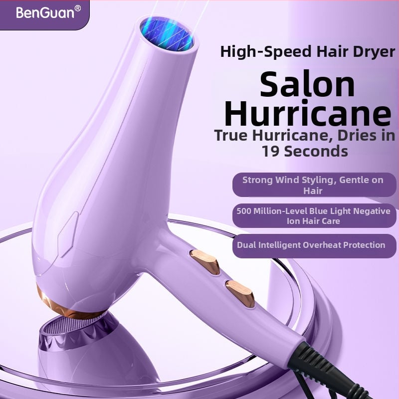 Plaukų džiovintuvas namų naudojimui su šepetėlio varikliu, trijų greičių oro srovė, neigiami jonai ir vandens jonai, karštas ir šaltas oras