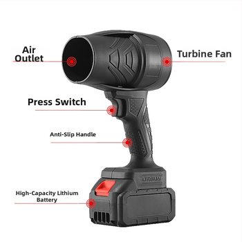 Belaidis rankinis dulkių pūtėjas, įkraunama ličio baterija, 21V, pramonės klasės ventiliatorius