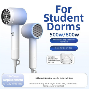 Guļamistabas matu fēns — 800W, DC motori, 220V, 3 ātrumi gaisa plūdumā, vienu difuzora uzgalis