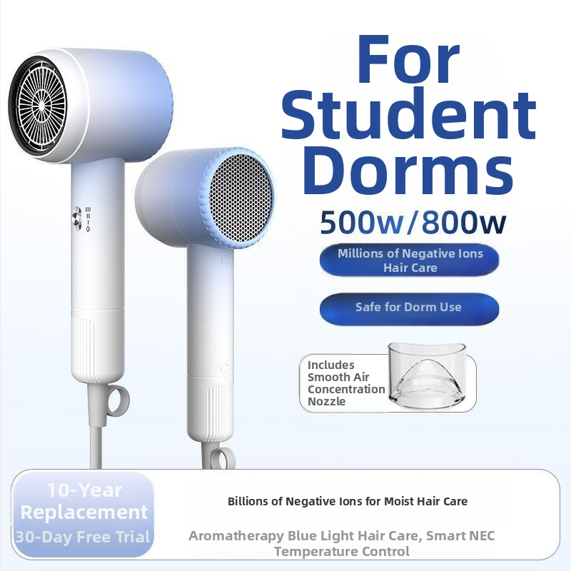 Miegamajam skirtas plaukų džiovintuvas — 800W, DC variklis, 220V, 3 srauto greičiai, vienas difuzoriaus antgalis