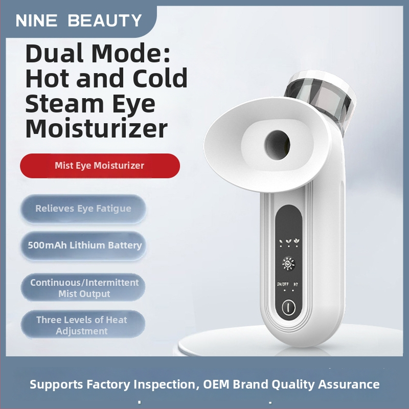 NINE BEAUTY akių priežiūros įrenginys – nano purškimo drėkinimui, rankinis akių masažuoklis su šiltu kompresu, IPX5 atsparus vandeniui, įmontuota baterija 300–500 mAh, namų naudojimui