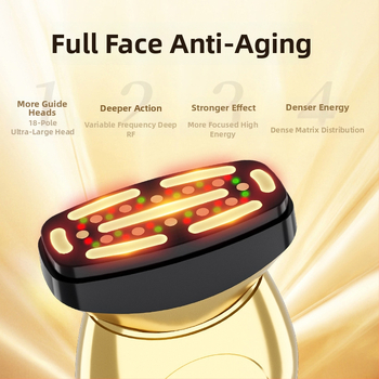 RF grožio įrenginys veidui su EMS, skirtas pakėlimui ir įtempimui; nešiojamas; įmontuota baterija 1200–2000 mAh; IPX8 atsparumas vandeniui