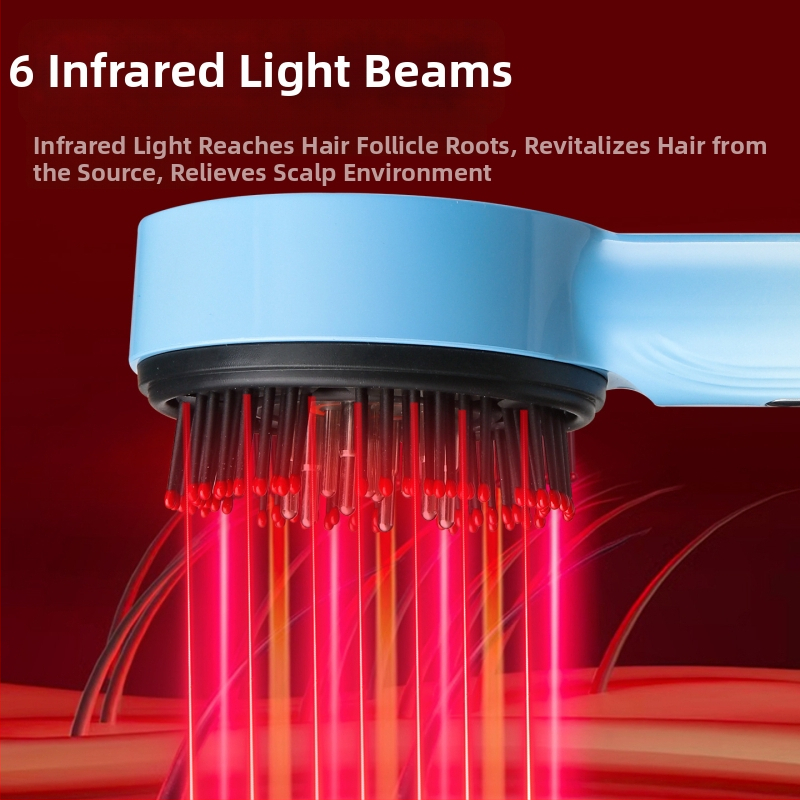 Modelis Q16 elektrinė galvos masažo šukų su raudona šviesa, EMS mikro Srovė, tepalų užtepimo funkcija, 3 masažo lygiai