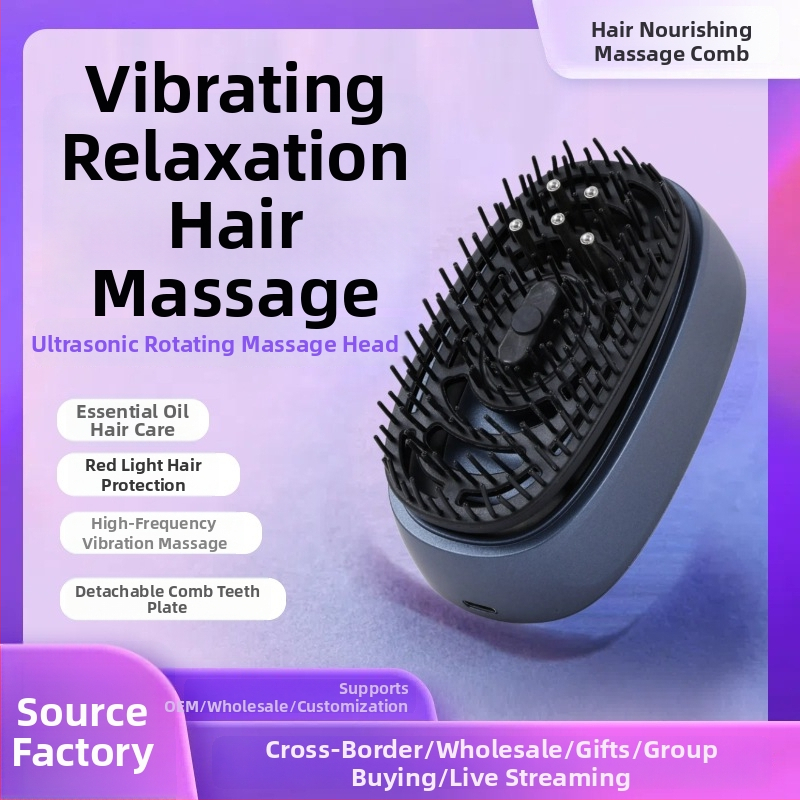 Galvos odos masažinė šukos su eteriniaisiais aliejais – plaukų priežiūra, galvos odos raminimas, maitinimas, daugiafunkcinė, 300 g