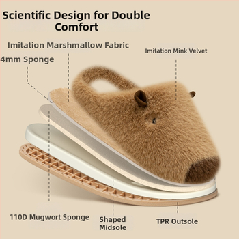 Vaikų pūkuotos medvilninės šlepetės, unisex, karikatūros dizainas, neslystanti TPR padas, išlaiko šilumą