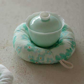 Covoraș pentru ceainic din bumbac-lenin, în stil japonez, cu protecție anti-arși îngroșată, suport circular pentru ceai și pentru lapte, realizat manual