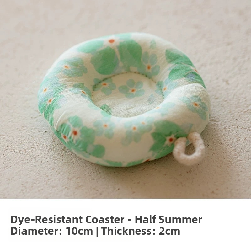 Japonijos stiliaus arbatinuko kilimėlis iš medvilnės-lino audinio, storas apsaugos nuo nudegimų sluoksnis, apskrito puodelio padėkliukas ir pieno padėklas, rankų darbas