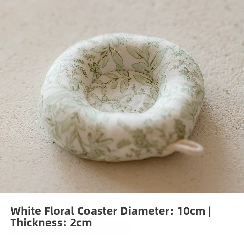 Japonijos stiliaus arbatinuko kilimėlis iš medvilnės-lino audinio, storas apsaugos nuo nudegimų sluoksnis, apskrito puodelio padėkliukas ir pieno padėklas, rankų darbas