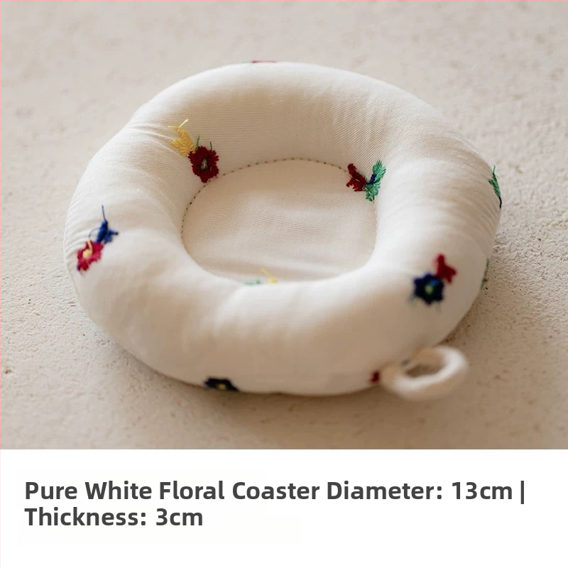 Japonijos stiliaus arbatinuko kilimėlis iš medvilnės-lino audinio, storas apsaugos nuo nudegimų sluoksnis, apskrito puodelio padėkliukas ir pieno padėklas, rankų darbas