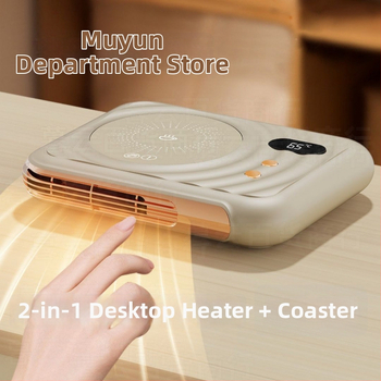 2-in-1 stalinis šildytuvas su keraminiu puodelio padėklu, nuolatinė temperatūra, be automatinio išjungimo