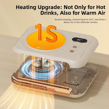 2-in-1 stalinis šildytuvas su keraminiu puodelio padėklu, nuolatinė temperatūra, be automatinio išjungimo