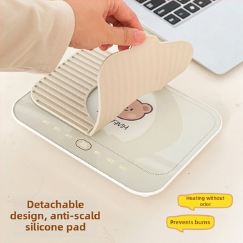 Gudra podstavka ar konstantu temperatūru mājas un biroja vajadzībām – ABS korpuss, ārēja barošanas avots, skārienvadība, automātiska izslēgšana, 6 temperatūras līmeņi