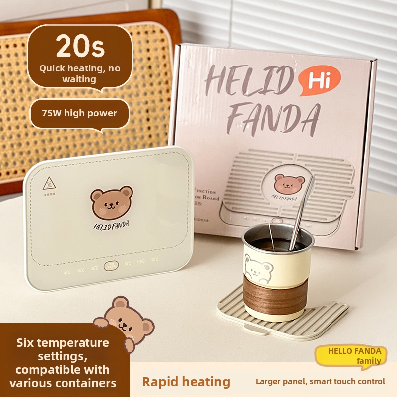 Protinga puodelio padėkliukas su pastovia temperatūra namams ir biurui – ABS korpusas, išorinis maitinimo šaltinis, liečiamasis valdymas, automatinis išjungimas, 6 temperatūros režimai