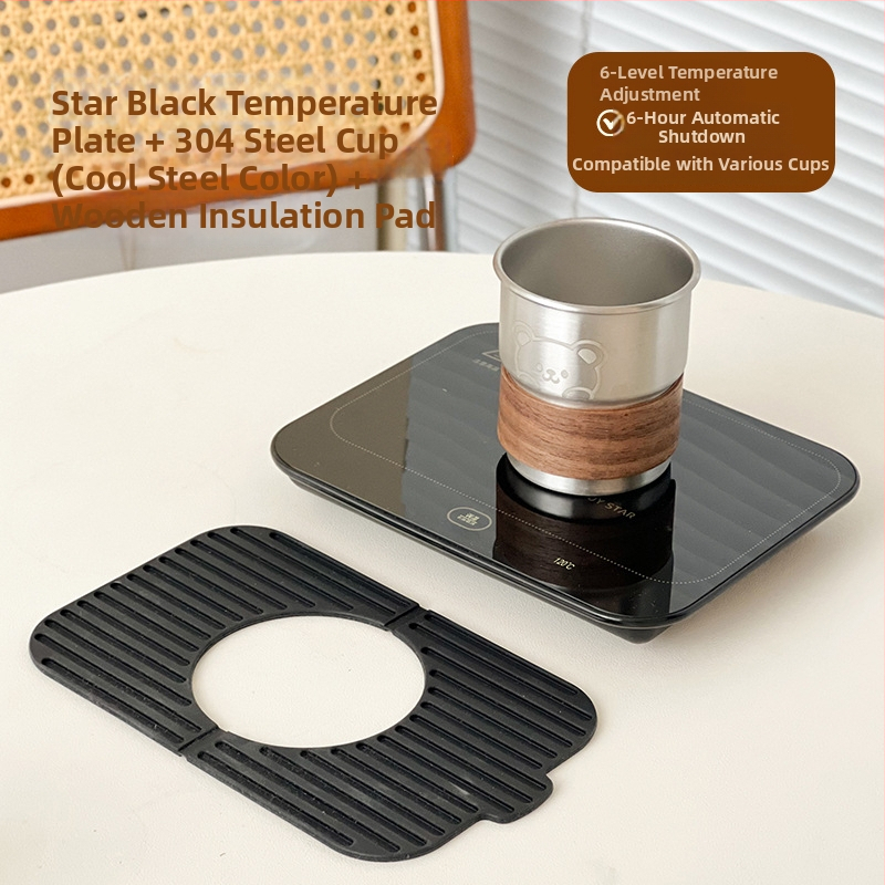 Gudra podstavka ar konstantu temperatūru mājas un biroja vajadzībām – ABS korpuss, ārēja barošanas avots, skārienvadība, automātiska izslēgšana, 6 temperatūras līmeņi