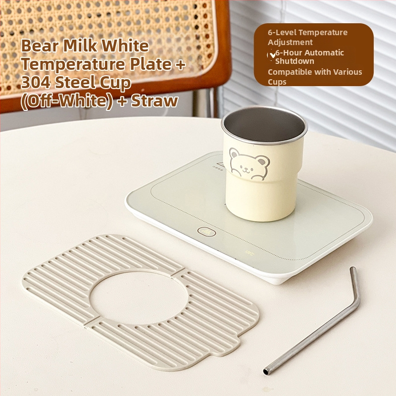 Gudra podstavka ar konstantu temperatūru mājas un biroja vajadzībām – ABS korpuss, ārēja barošanas avots, skārienvadība, automātiska izslēgšana, 6 temperatūras līmeņi