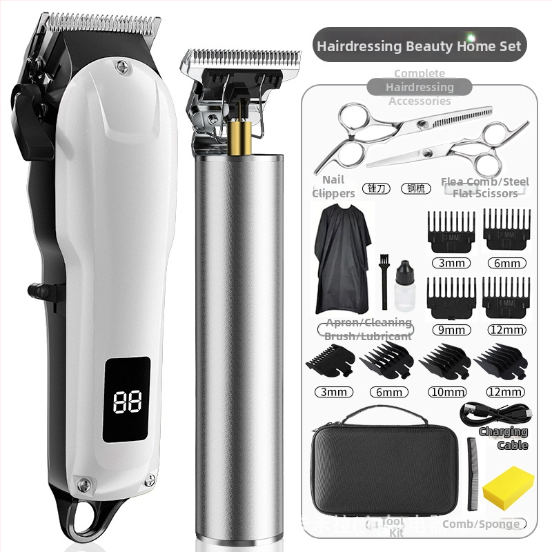 Matu griezējs mājsaimniecības komplekts – USB barošana, nerūsējošā tērauda griežamā galva, iebūvēta akumulatora jauda 1200–2000mAh, darbības laiks 1–3 h, trokšņa līmenis 36–45 dB