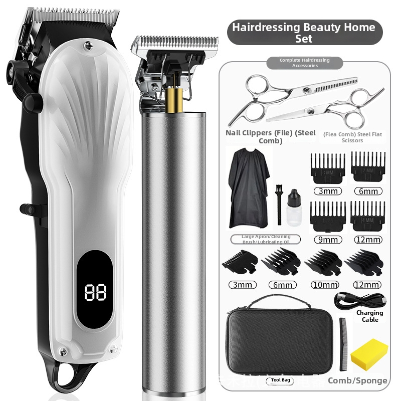 Matu griezējs mājsaimniecības komplekts – USB barošana, nerūsējošā tērauda griežamā galva, iebūvēta akumulatora jauda 1200–2000mAh, darbības laiks 1–3 h, trokšņa līmenis 36–45 dB