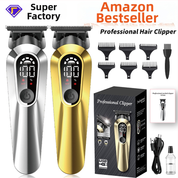 Bezvadu matu griezējs mājai ar digitālo displeju, iekļautā akumulators 1000–1200 mAh, keramiskie asmeņi, noņemama un mazgājama asmens galva, ūdensizturīgs dizains