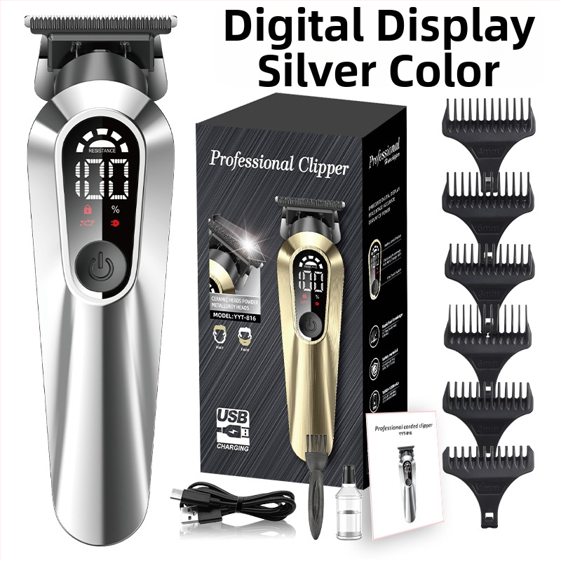 Bezvadu matu griezējs mājai ar digitālo displeju, iekļautā akumulators 1000–1200 mAh, keramiskie asmeņi, noņemama un mazgājama asmens galva, ūdensizturīgs dizains