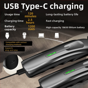 Kikido 312 elektriskais matu griezējs ar keramikas asinīm, iekšējā akumulatora jauda 1200–2000 mAh, trokšņa līmenis 36–45 dB, atdalāma un mazgājamā griešanas galviņa, ar birstēm motoru, elektroplātēts korpuss