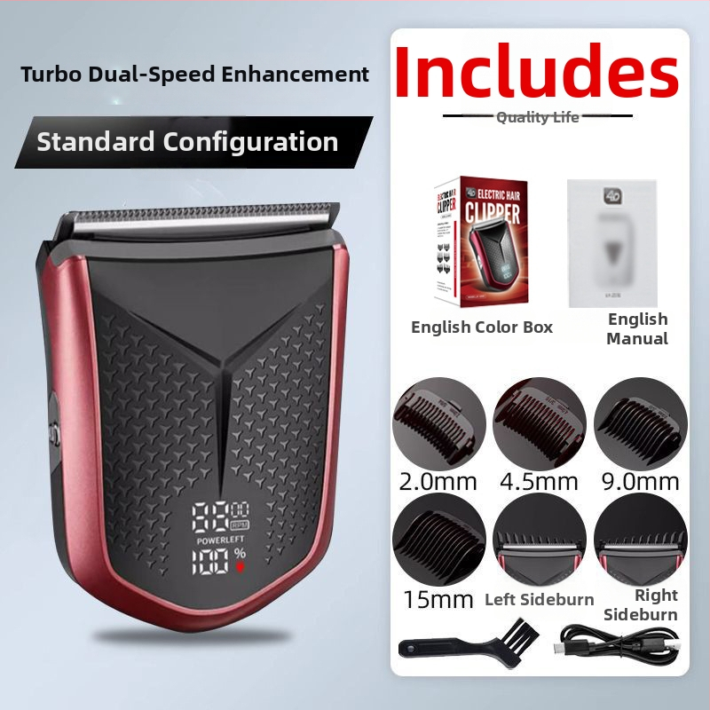 Elektriskais matu griezējs ar pilnu ķermeņa mazgāšanu un LCD displeju, uzlādējams, ar berzes motoru, nerūsējošā tērauda asmeņi (Iekšējā akumulatora jauda 500–800 mAh – Darbības laiks 1–3 h – Troksnis 46–70 dB – Ūdensizturīgs)