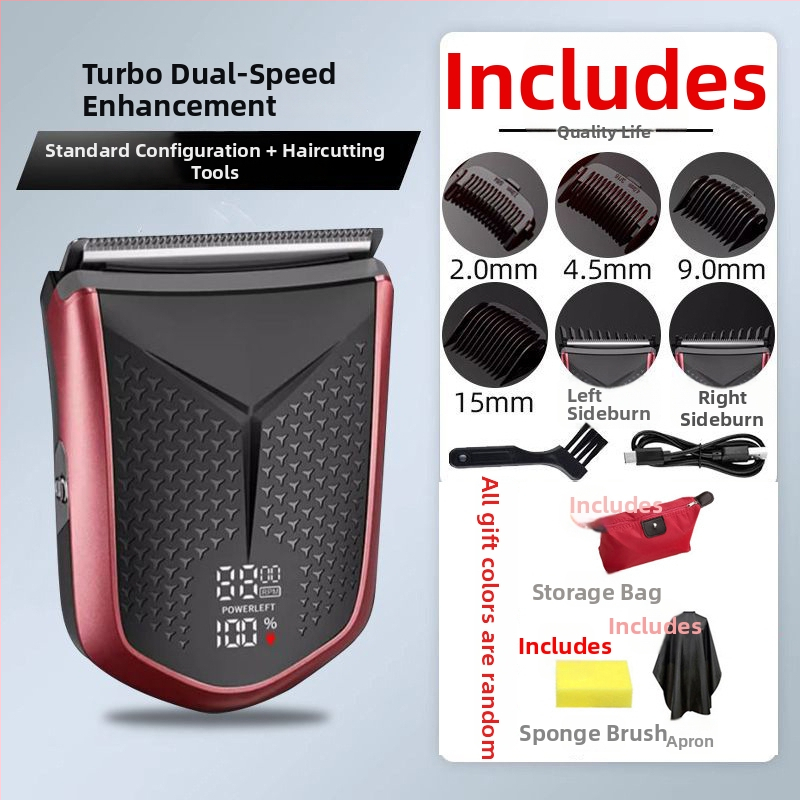 Elektriskais matu griezējs ar pilnu ķermeņa mazgāšanu un LCD displeju, uzlādējams, ar berzes motoru, nerūsējošā tērauda asmeņi (Iekšējā akumulatora jauda 500–800 mAh – Darbības laiks 1–3 h – Troksnis 46–70 dB – Ūdensizturīgs)