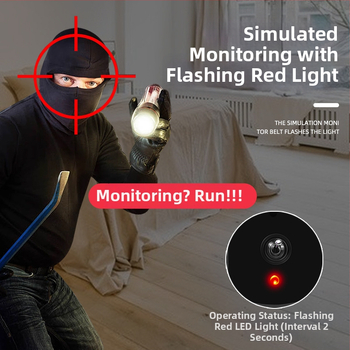 Vidaus simuliuojama kamera — namų apsaugai, darbinė temperatūra -5–55°C, 3V maitinimas, plastikinis korpusas