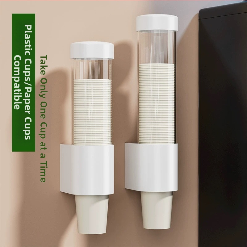 Sienas piestiprināms papīra kausu turētājs, PP materiāls, liela ietilpība, putekļu un mitruma izturīgs, kausu uzglabāšanas plaukts