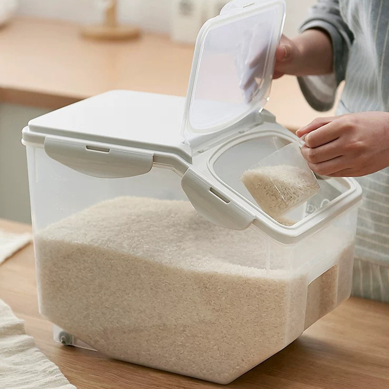 Кутия за ориз за кухня, японски стил, пластмасова, запечатана, влагозащитена и против насекоми