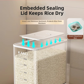 Riisihoidik, suletud, PET-plastikust, maht 7–8 L, putukate ja niiskuse vastu