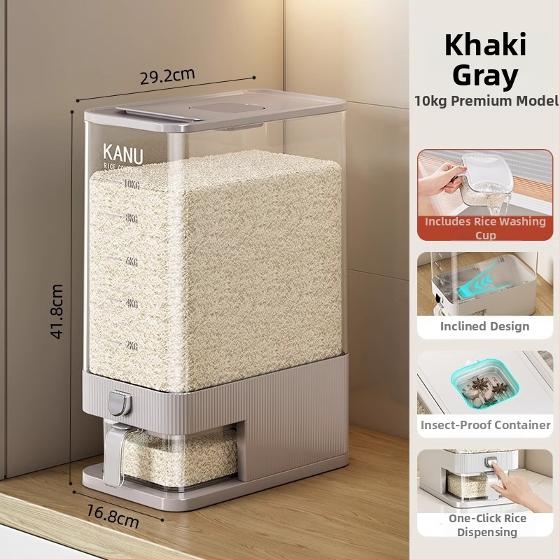 Riisihoidik, suletud, PET-plastikust, maht 7–8 L, putukate ja niiskuse vastu