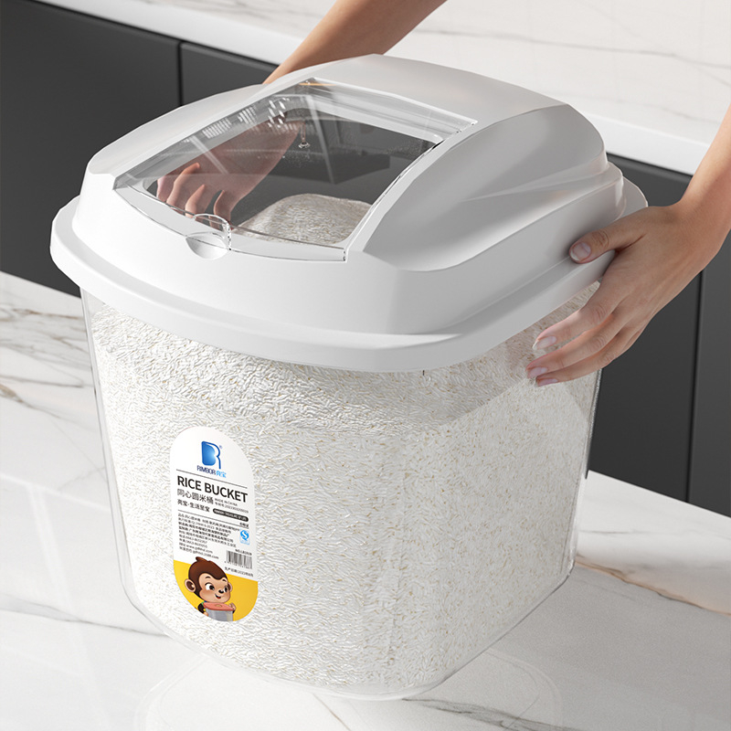 Прозрачен съд за ориз за кухнята, запечатан, устойчив на влага и насекоми, PP plastмаса, капацитет 10 л+