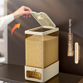 Ryžių laikymo indas su skaidriu korpusu, sandarus, atsparus vabzdims ir drėgmei, iš ABS plastiko