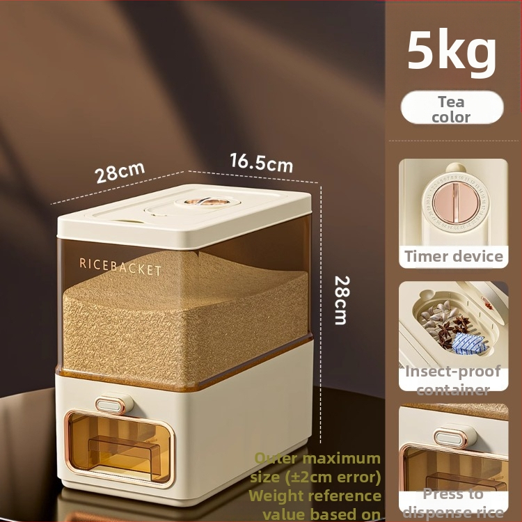 Ryžių laikymo indas su skaidriu korpusu, sandarus, atsparus vabzdims ir drėgmei, iš ABS plastiko