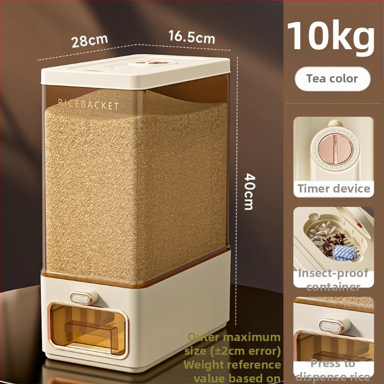 Ryžių laikymo indas su skaidriu korpusu, sandarus, atsparus vabzdims ir drėgmei, iš ABS plastiko