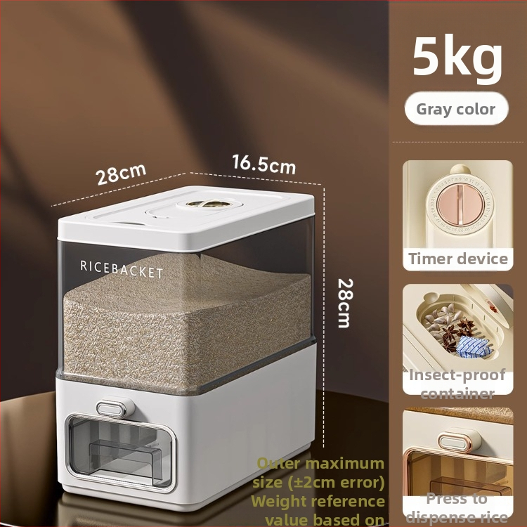 Ryžių laikymo indas su skaidriu korpusu, sandarus, atsparus vabzdims ir drėgmei, iš ABS plastiko