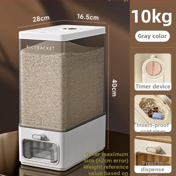 Ryžių laikymo indas su skaidriu korpusu, sandarus, atsparus vabzdims ir drėgmei, iš ABS plastiko