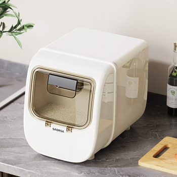 Ryžių laikymo dėžė su sandariu, atspari drėgmei ir kenkėjų atbaidymo funkcijai, plastikas PP+PET, talpa 10 L