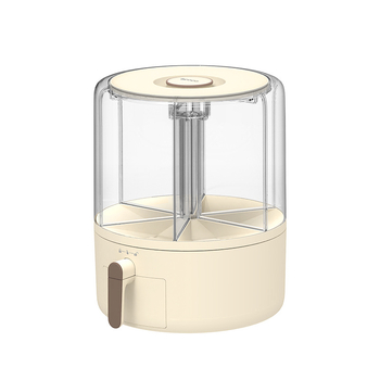 Grūdų laikymo dėžė su besisukančiu pertvara, nuo kenkėjų ir drėgmės apsaugota, uždaryta, apvali forma, talpa >5 L