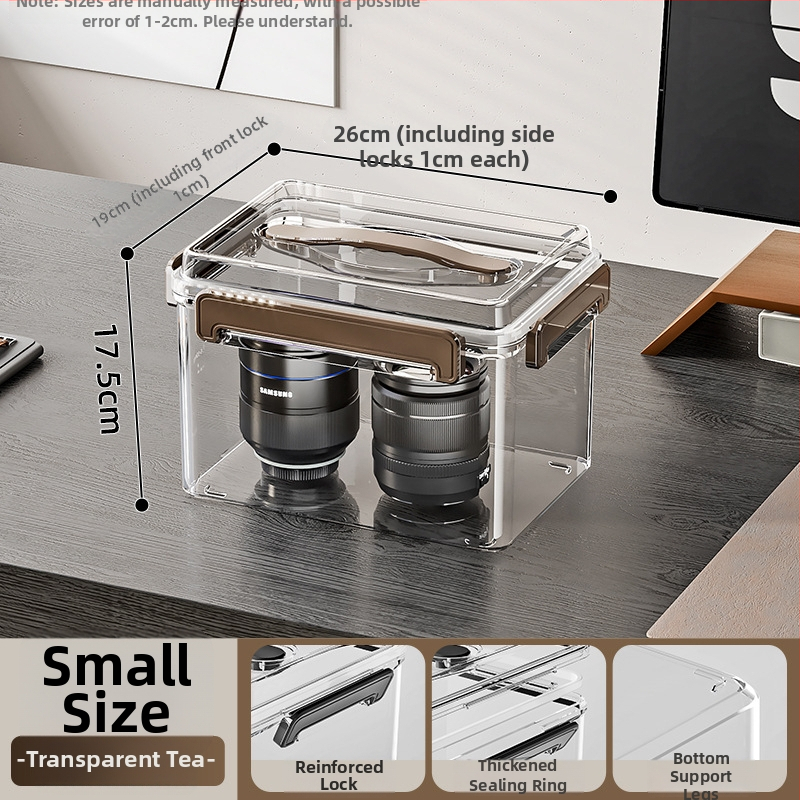 Uždaroma skaidri PET laikymo dėžė su rankena — storinto dizaino, tinkama namams ir biurui, atspari dulkėms ir drėgmei.