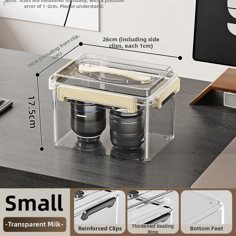 Uždaroma skaidri PET laikymo dėžė su rankena — storinto dizaino, tinkama namams ir biurui, atspari dulkėms ir drėgmei.