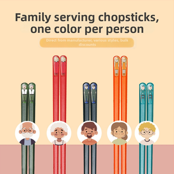 Šeimos valgomos lazdelės, 5 poros, atsparios drėgmei ir neslystančios, animacinis motyvas, PET medžiaga