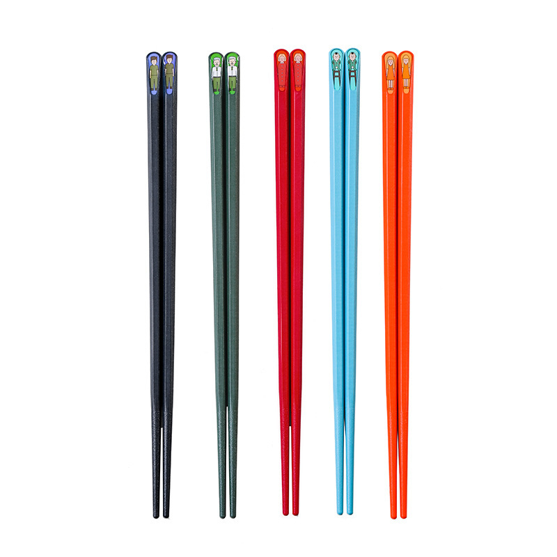 Šeimos valgomos lazdelės, 5 poros, atsparios drėgmei ir neslystančios, animacinis motyvas, PET medžiaga