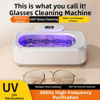 Ultragarsinis valymo įrenginys akinėms, juvelyrikai, breketėms ir kontaktiniams lęšiams, sterilizavimas, didelė talpa; Modelis 975; Darbinis režimas: mechaninis; Laiko funkcija: <2 val.; Maitinimas: kintamoji srovė, 100–240 V