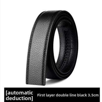 Vyrinė odinė juosta iš pirmojo sluoksnio karvės odos, 3,5 cm plotis, automatinė sagtis, Lychee raštas, verslo stilius